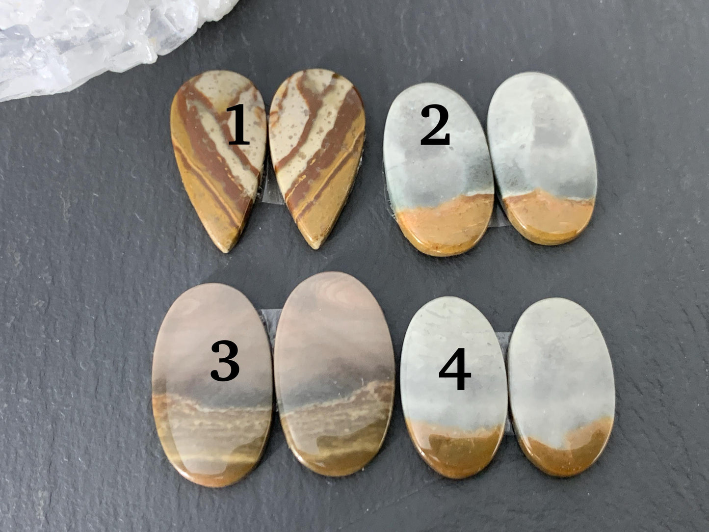 Polychrome Jasper cabochon pair