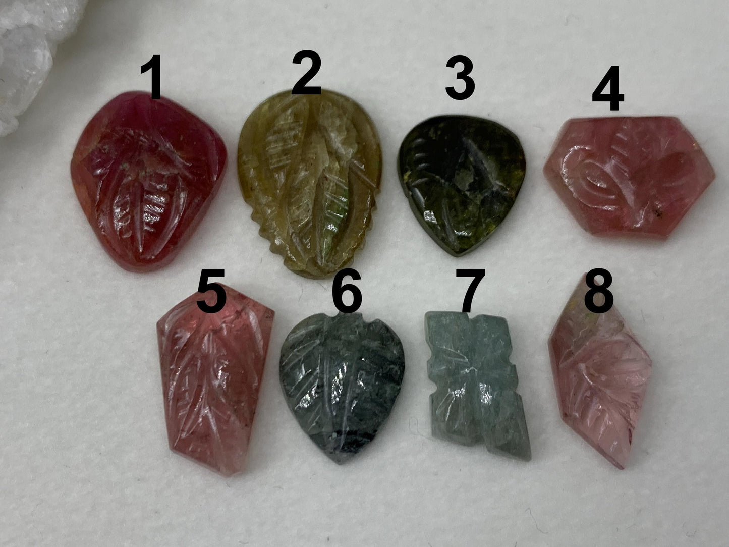 Discounted carved Tourmaline 11-17mm long cabochon - Select your piece