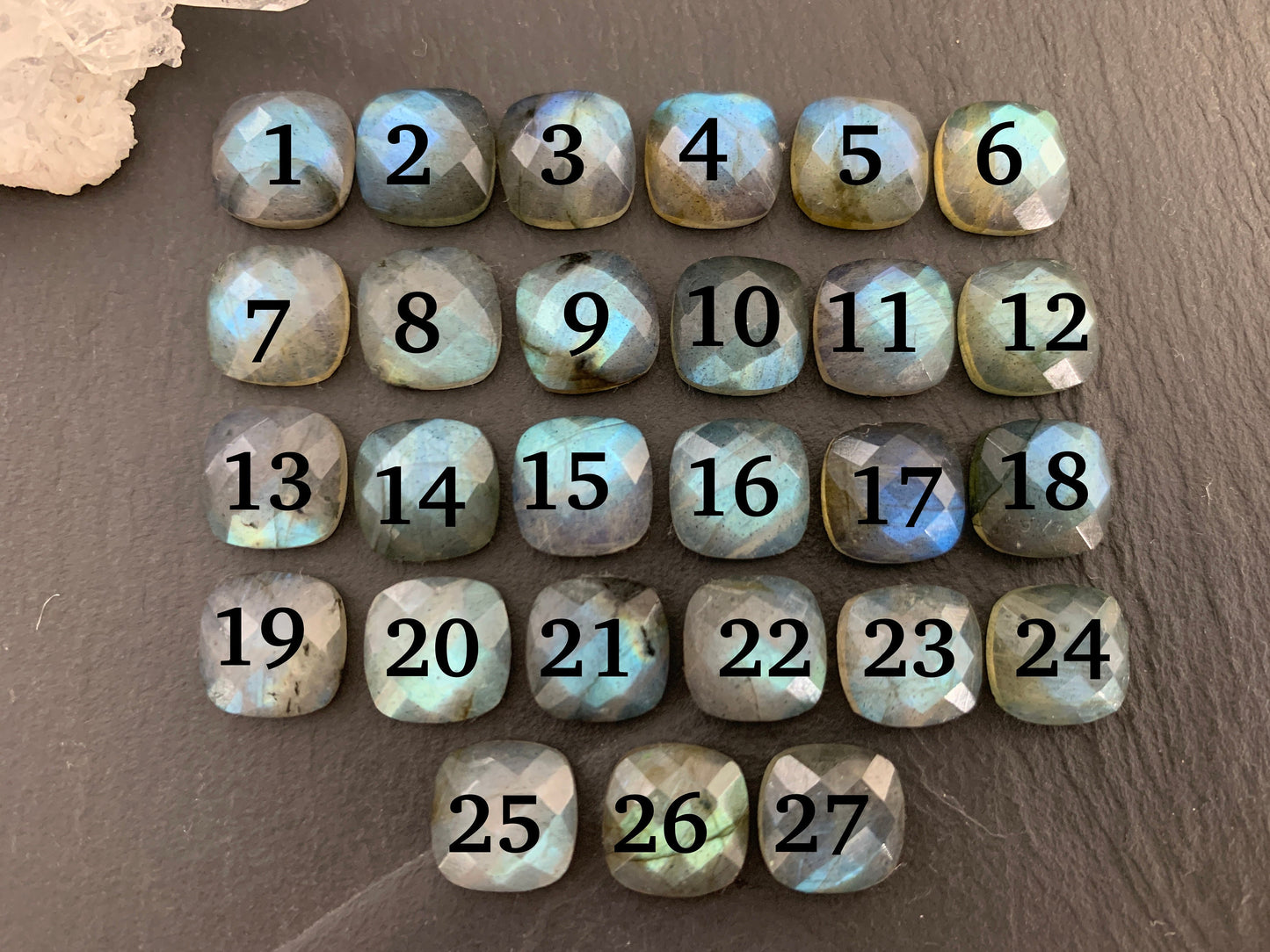 Faceted Labradorite square 10x10mm cabochon