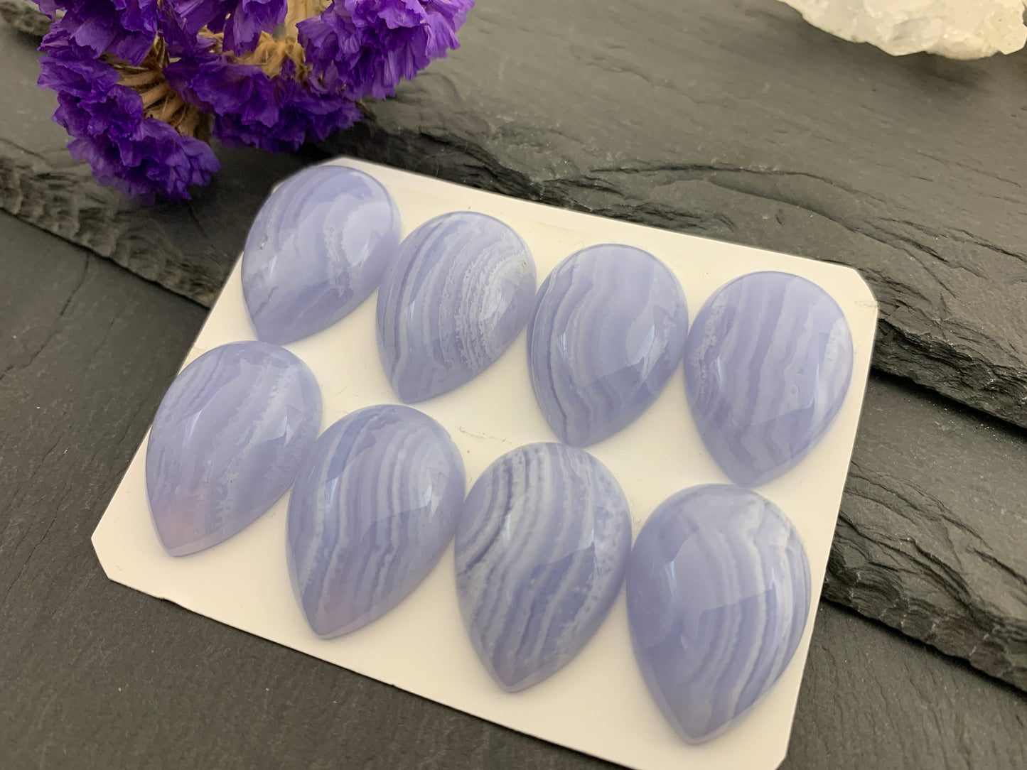 Blue Lace Agate pear 18x25mm cabochon - Calibrated cabochons