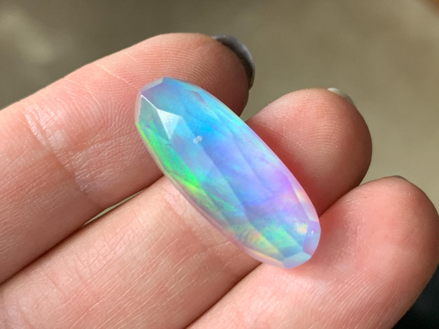 Faceted Aurora Opal oval 10x25mm cabochons - Doublet cabochons