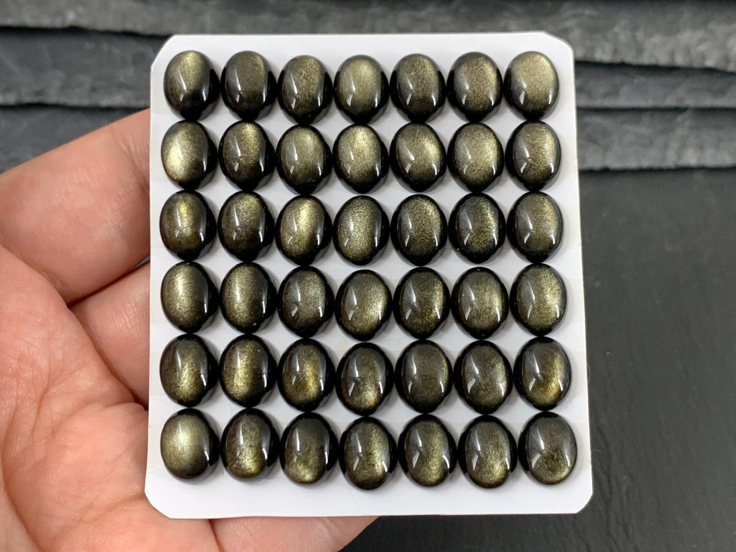 Gold Obsidian oval 10x12mm, 8x10mm cabochon - Calibrated cabochons