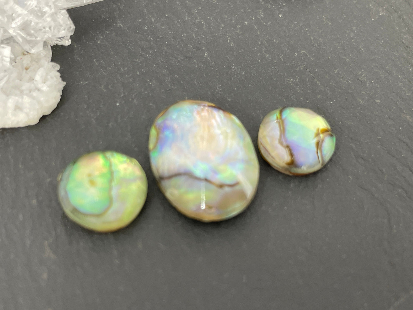 Faceted Abalone doublet cabochon