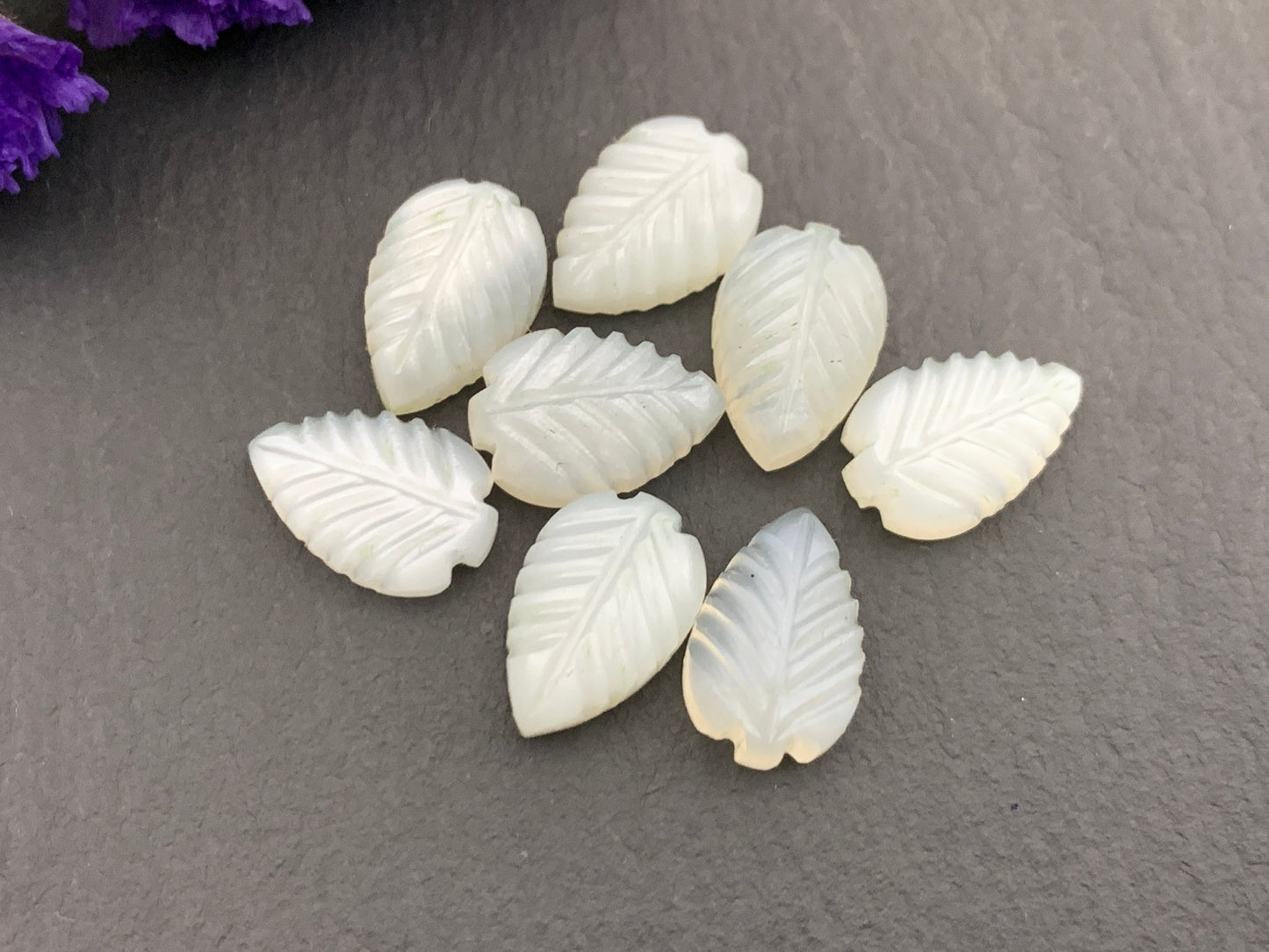 White Moonstone leaf 8x12mm cabochon