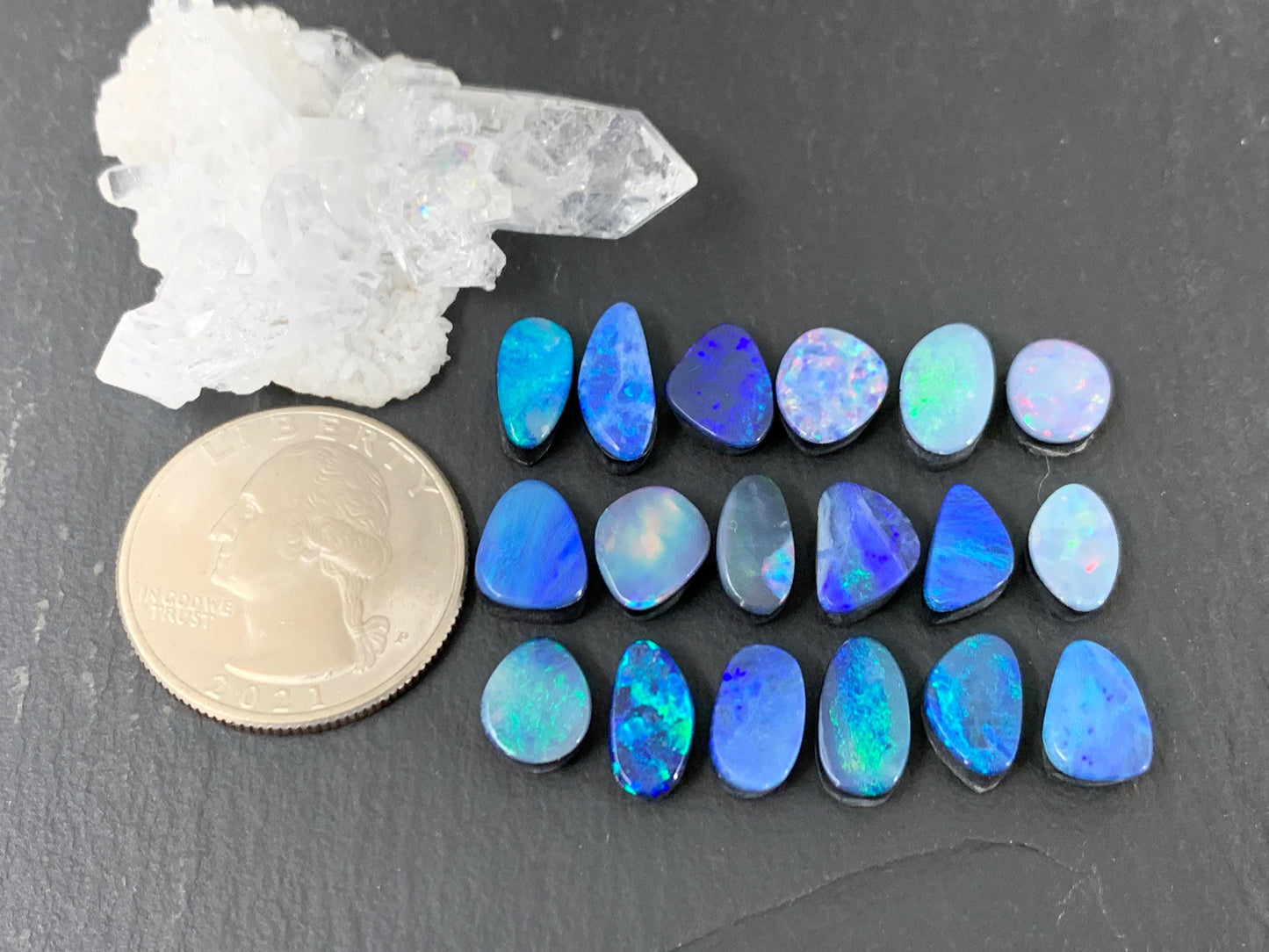 Australian Opal doublet 9-11mm long cabochon
