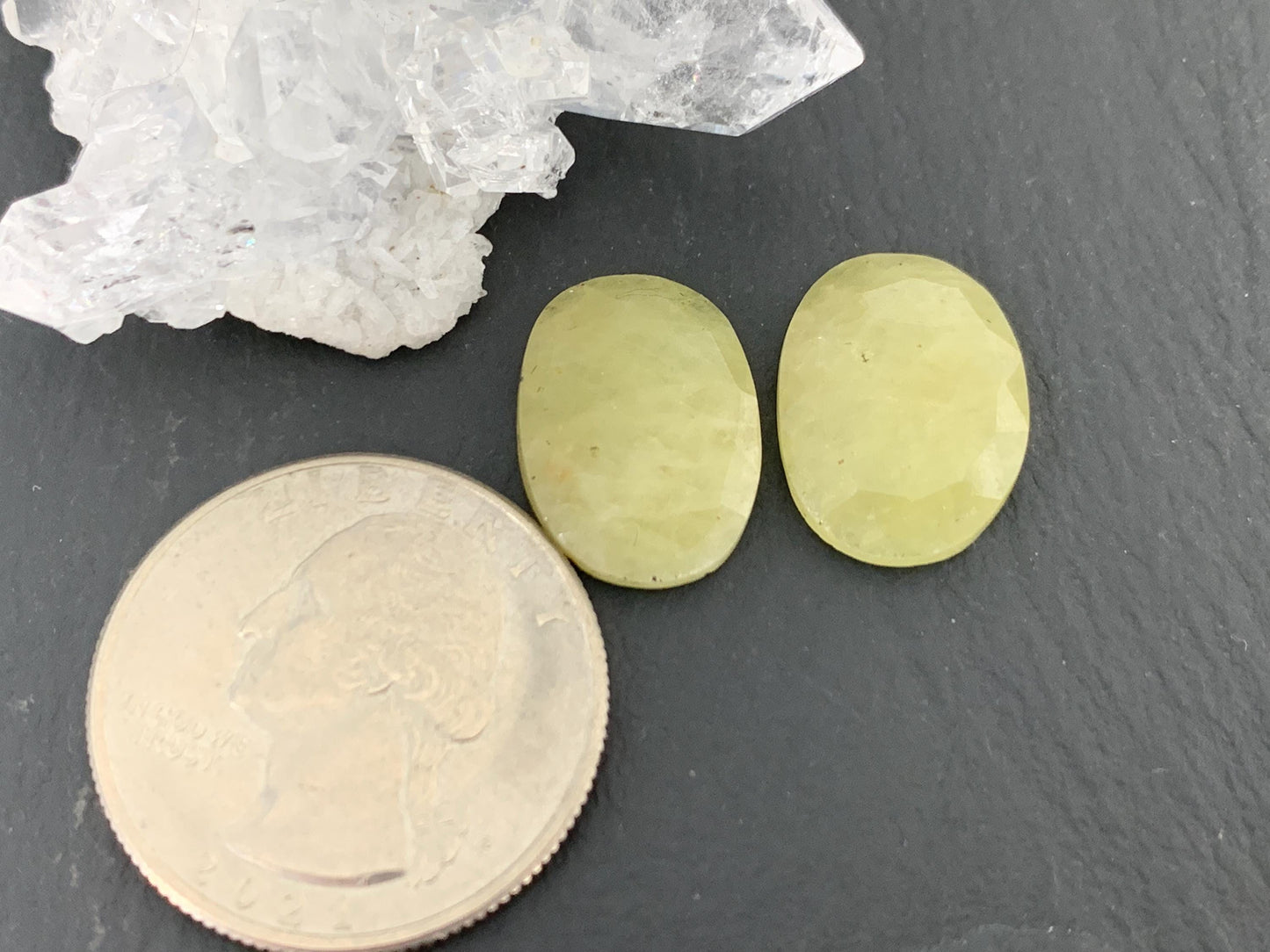 Faceted Yellow Sapphire pair 12x16x4mm cabochon
