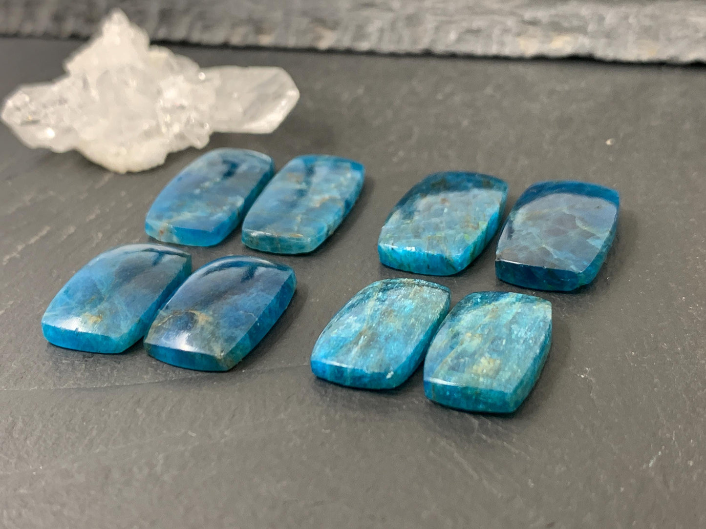 Apatite rectangle 19-23mm long cabochon - Buy by pair
