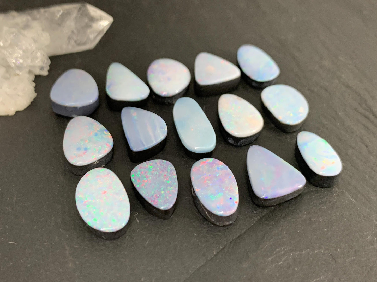 Australian Opal doublet 11-14mm long cabochon