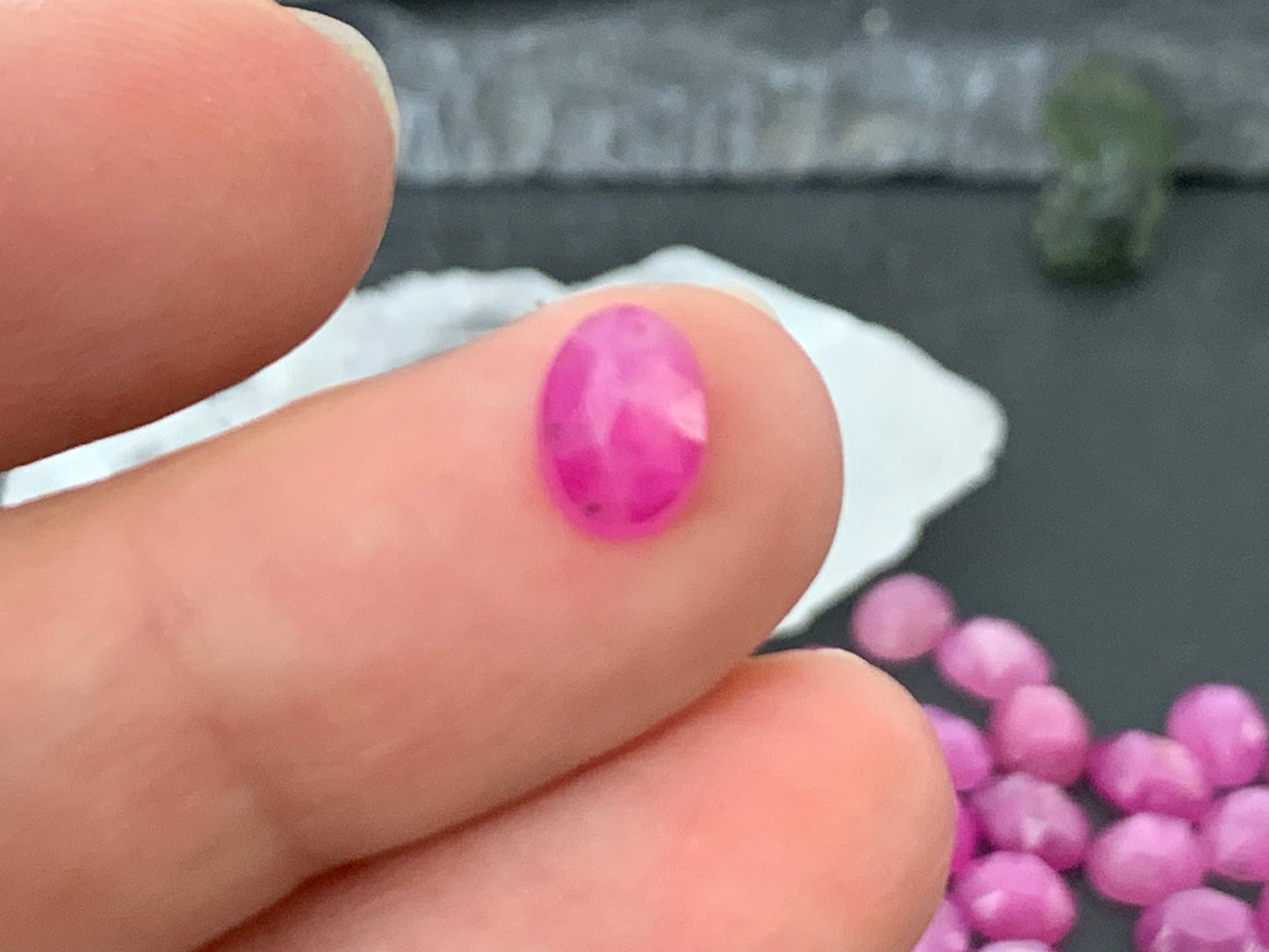 Faceted Pink Sapphire 5x7mm cabochon