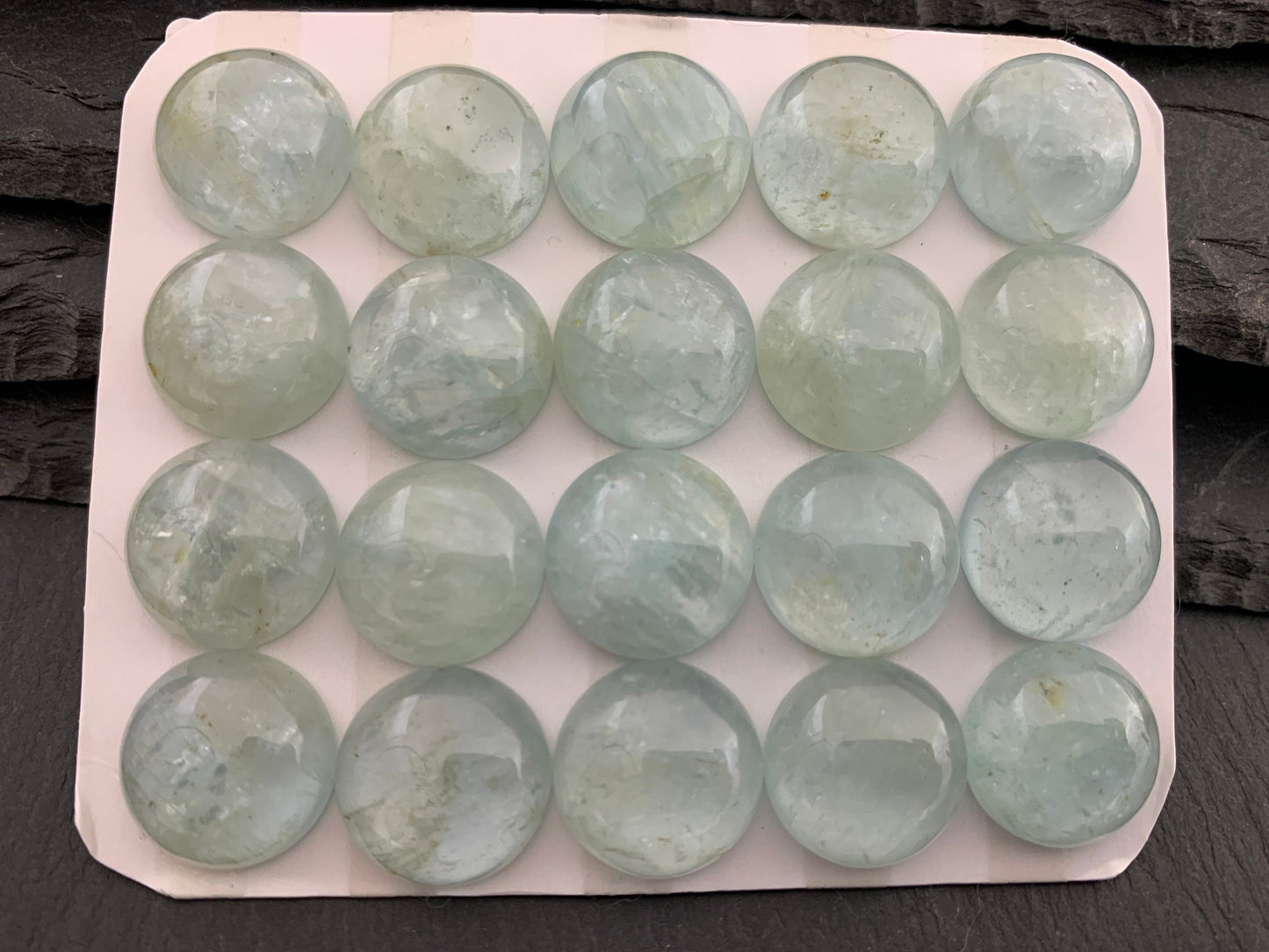 Aquamarine round 15mm cabochon - Calibrated cabochons