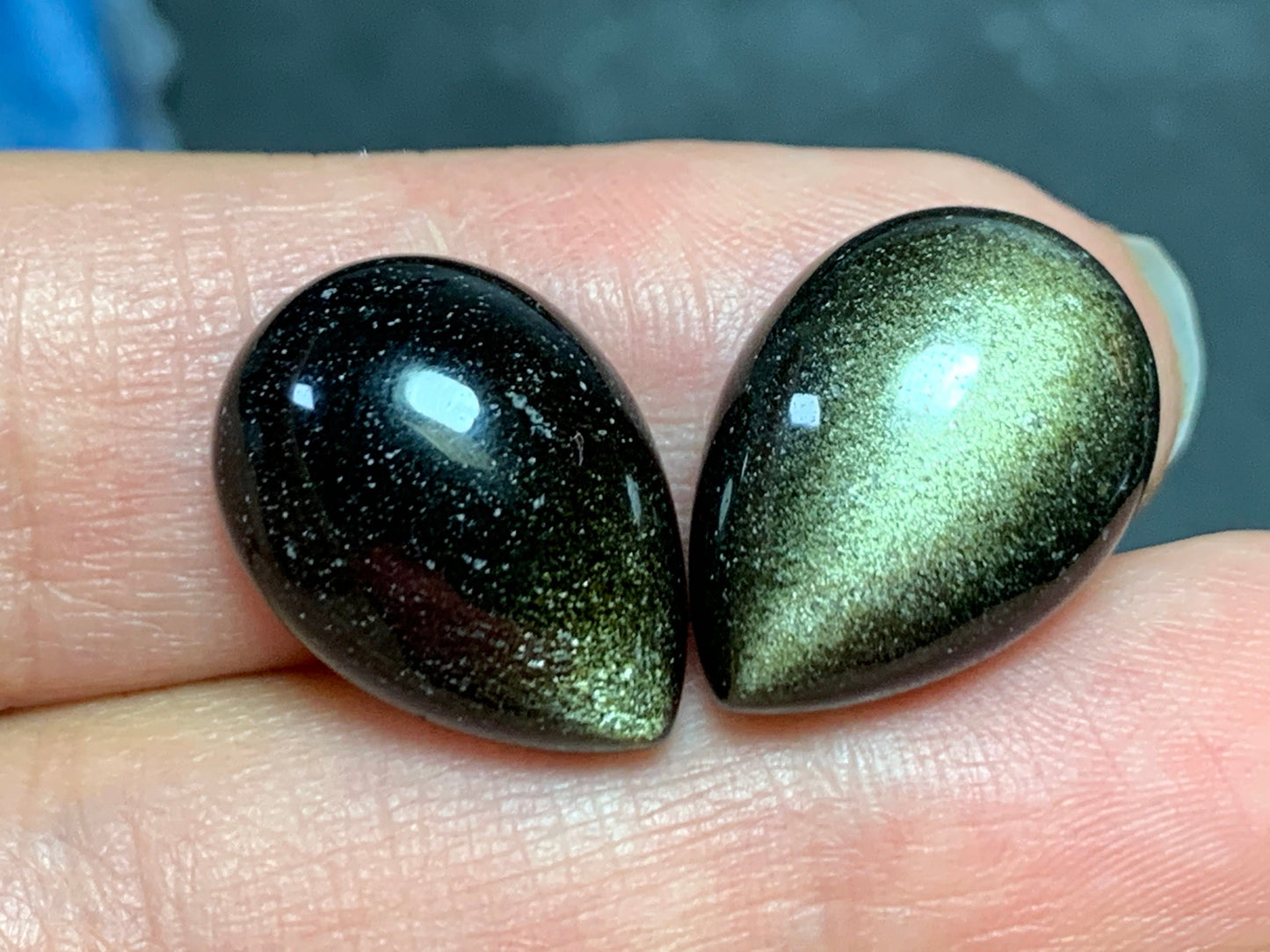 Gold Obsidian pear 13x18mm cabochon - Calibrated cabochons