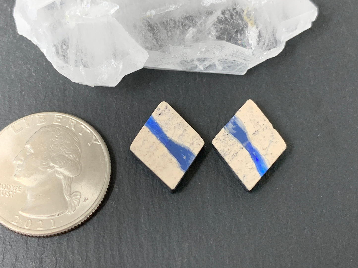 Australian Opal doublet 14x18x3.5mm pair of cabochons