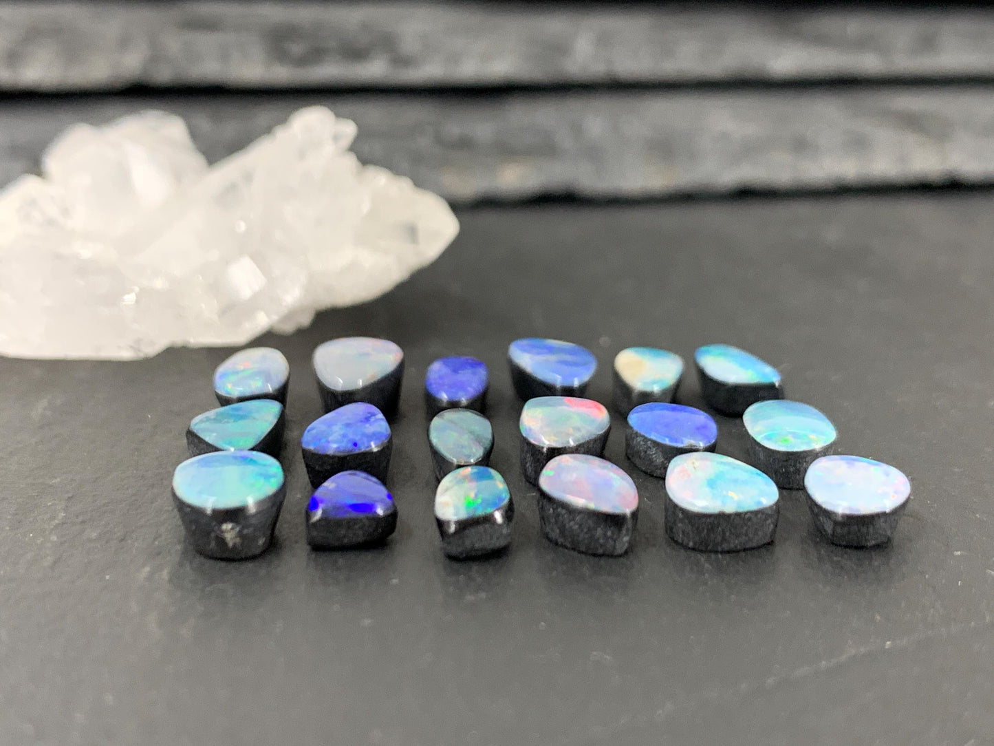 Australian Opal Doublet 6-8.5mm long cabochon - Select your piece