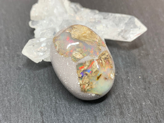Ethiopian Opal Cabochon – Stabilized Welo Opal with Bright Play of Color - 19x25x10mm