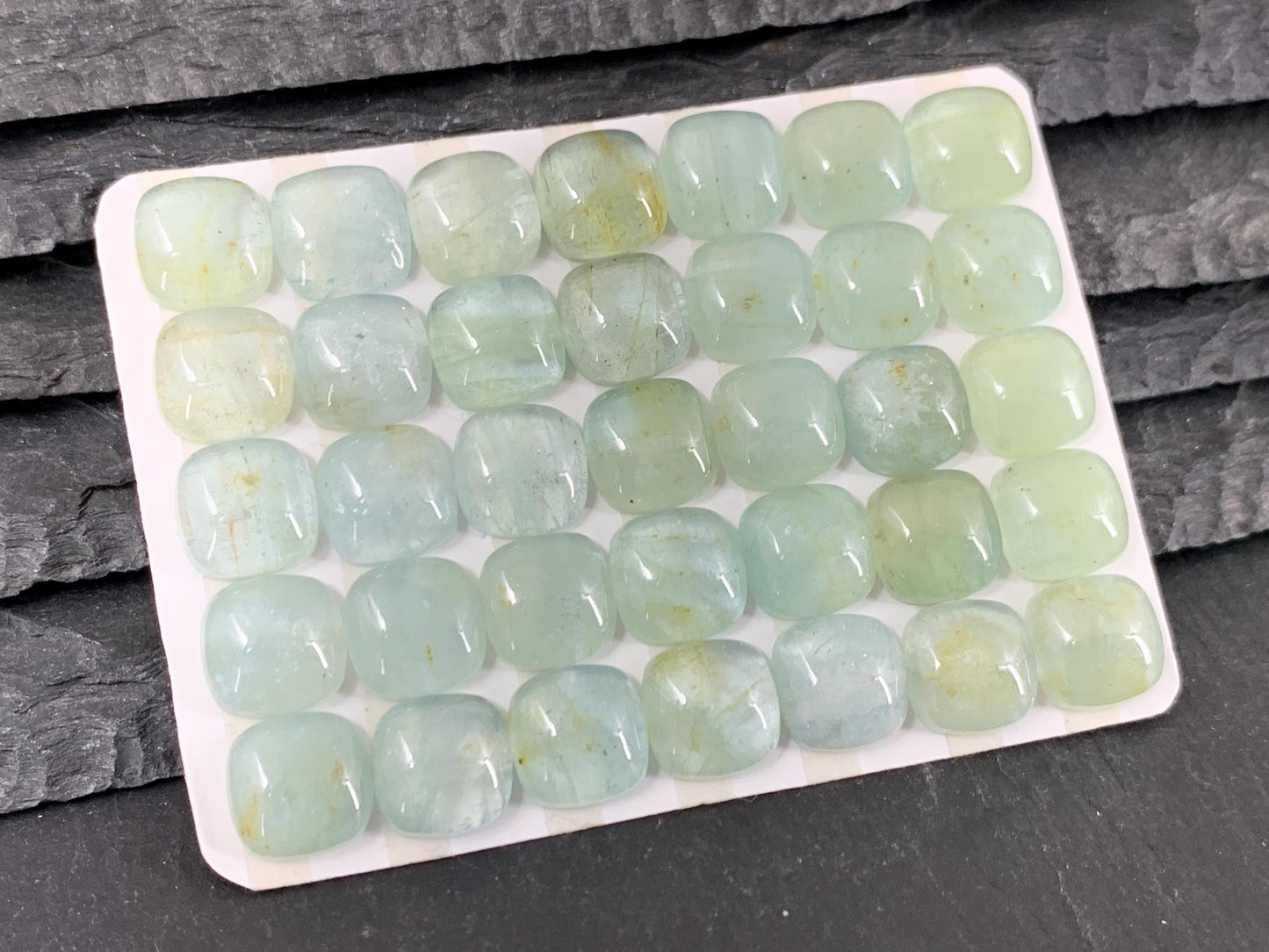 Aquamarine Square Cushion 10mm Cabochon – Natural Calibrated Gemstone