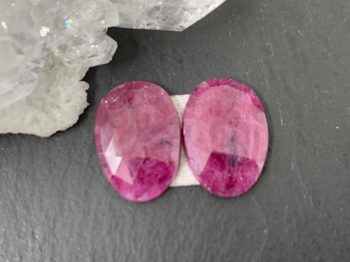 Faceted Ruby pair 11x15x3mm cabochon
