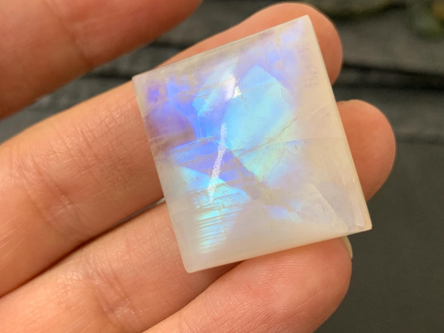 Rainbow Moonstone rectangle 26x24x10mm cabochon