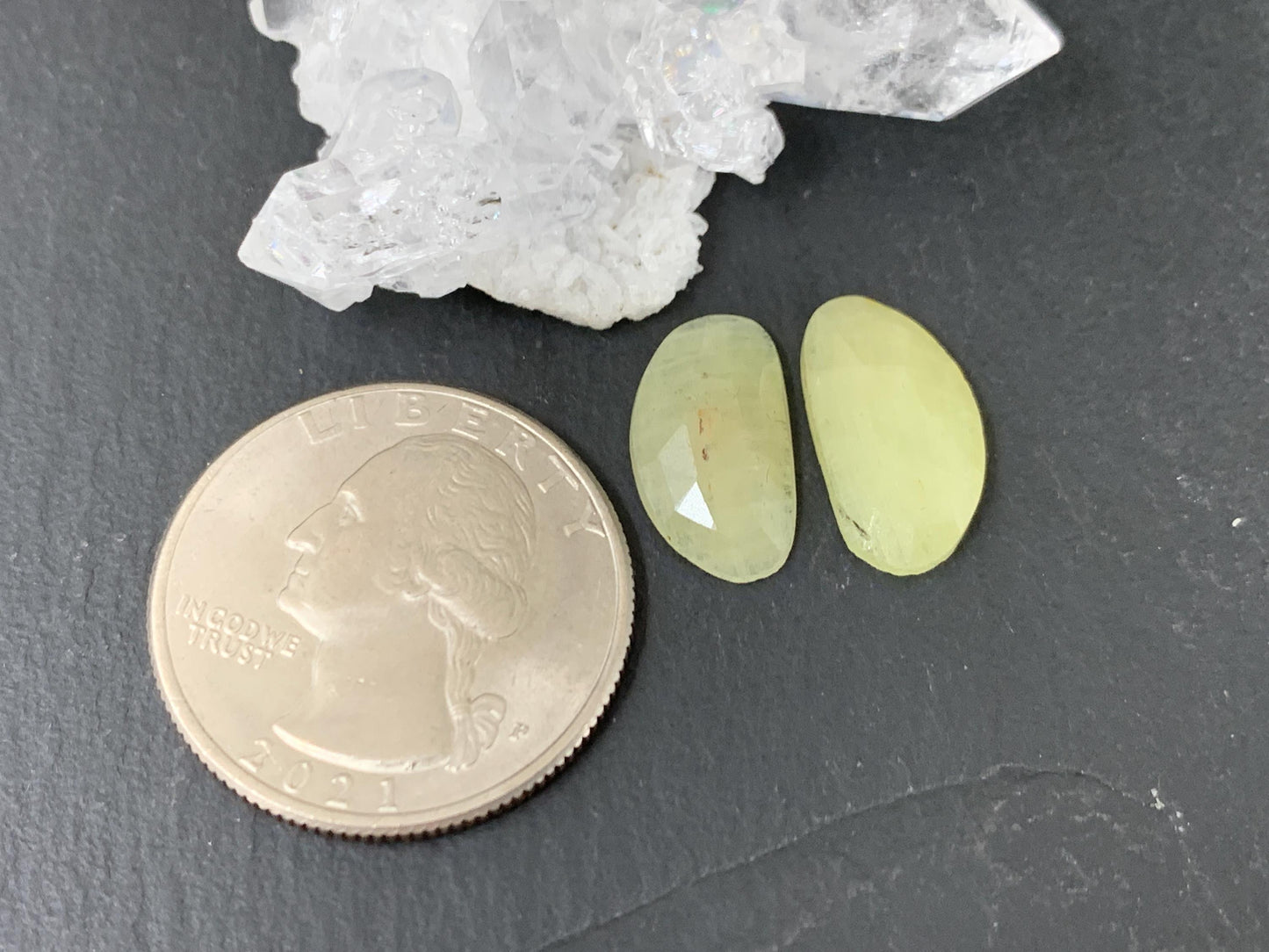 Faceted Yellow Sapphire pair 8x15x3mm cabochon