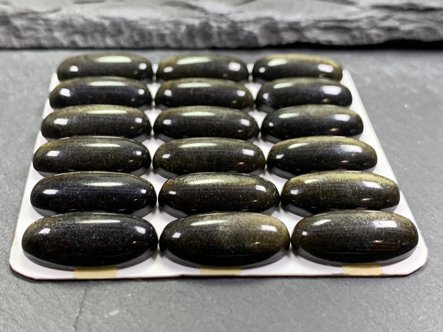 Gold Obsidian oval 10x20mm cabochon - Calibrated cabochons