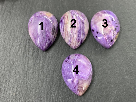 Charoite pear 12x16mm cabochon - Calibrated cabochons