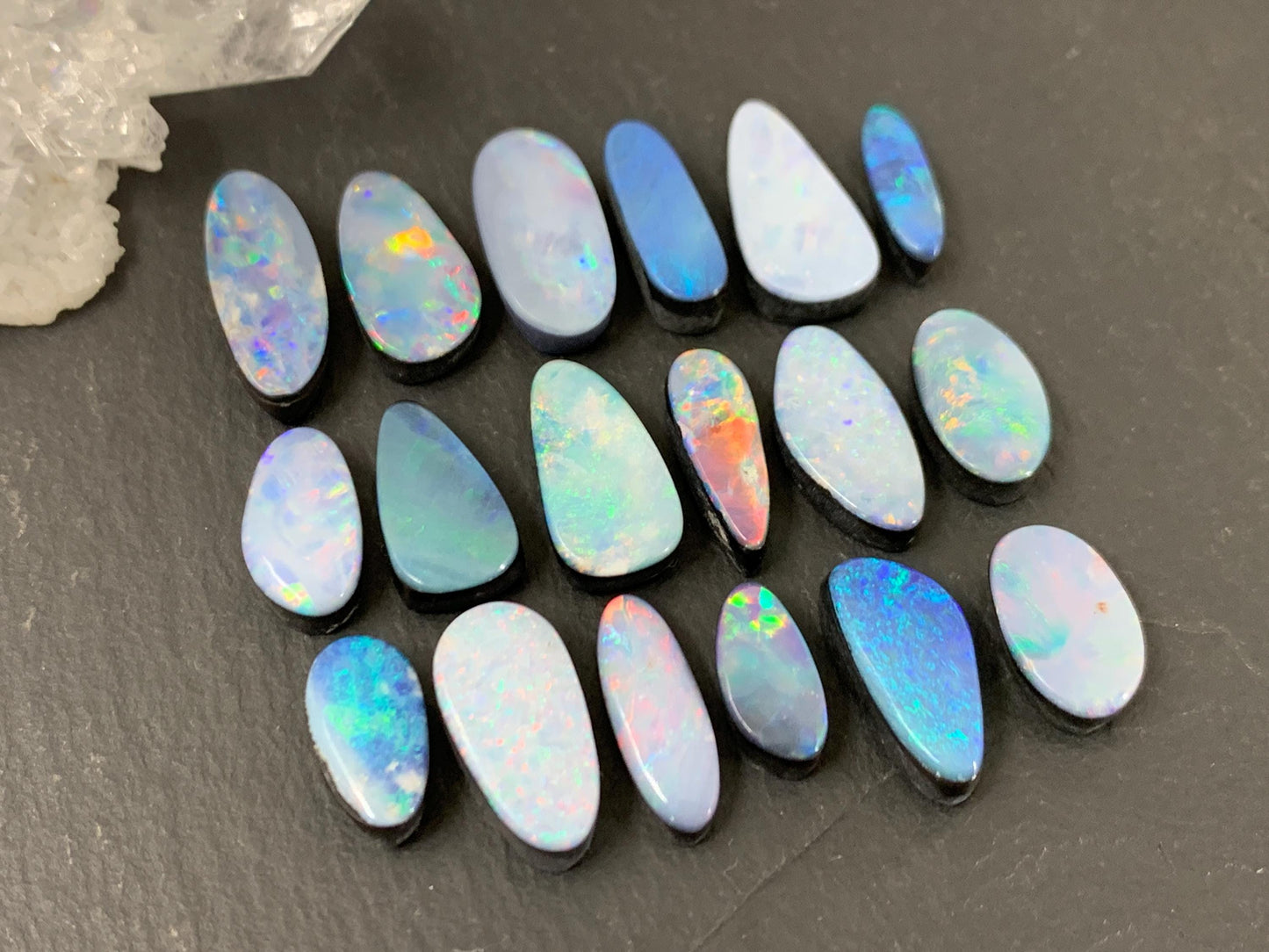 Australian Opal doublet 11-16mm long cabochon