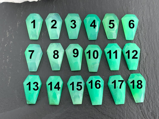 Faceted Chrysoprase Coffin 10x16mm cabochon, Select your cabochon