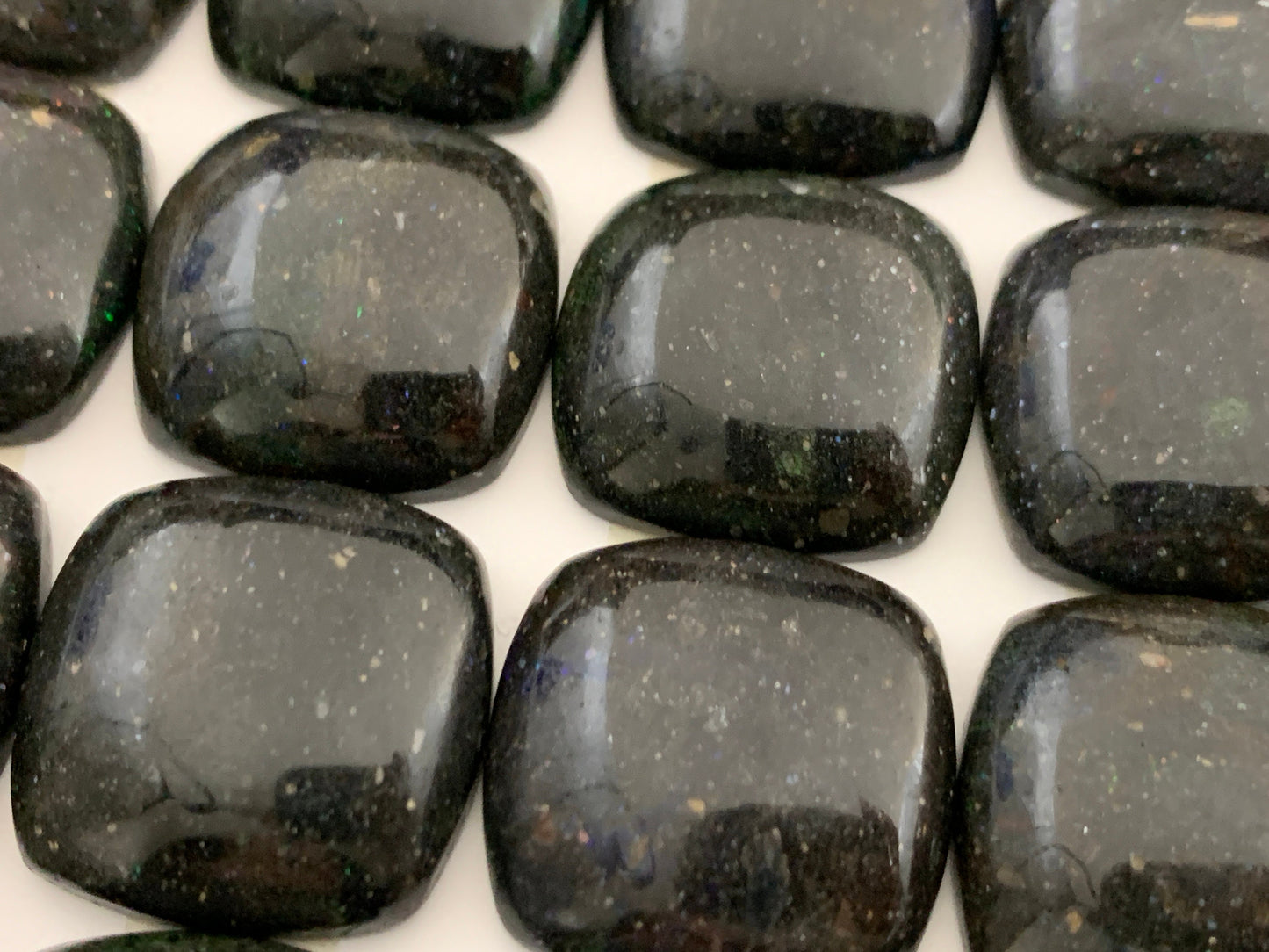 Black Andamooka Opal square cushion 20mm cabochon - Matrix Australian Opal