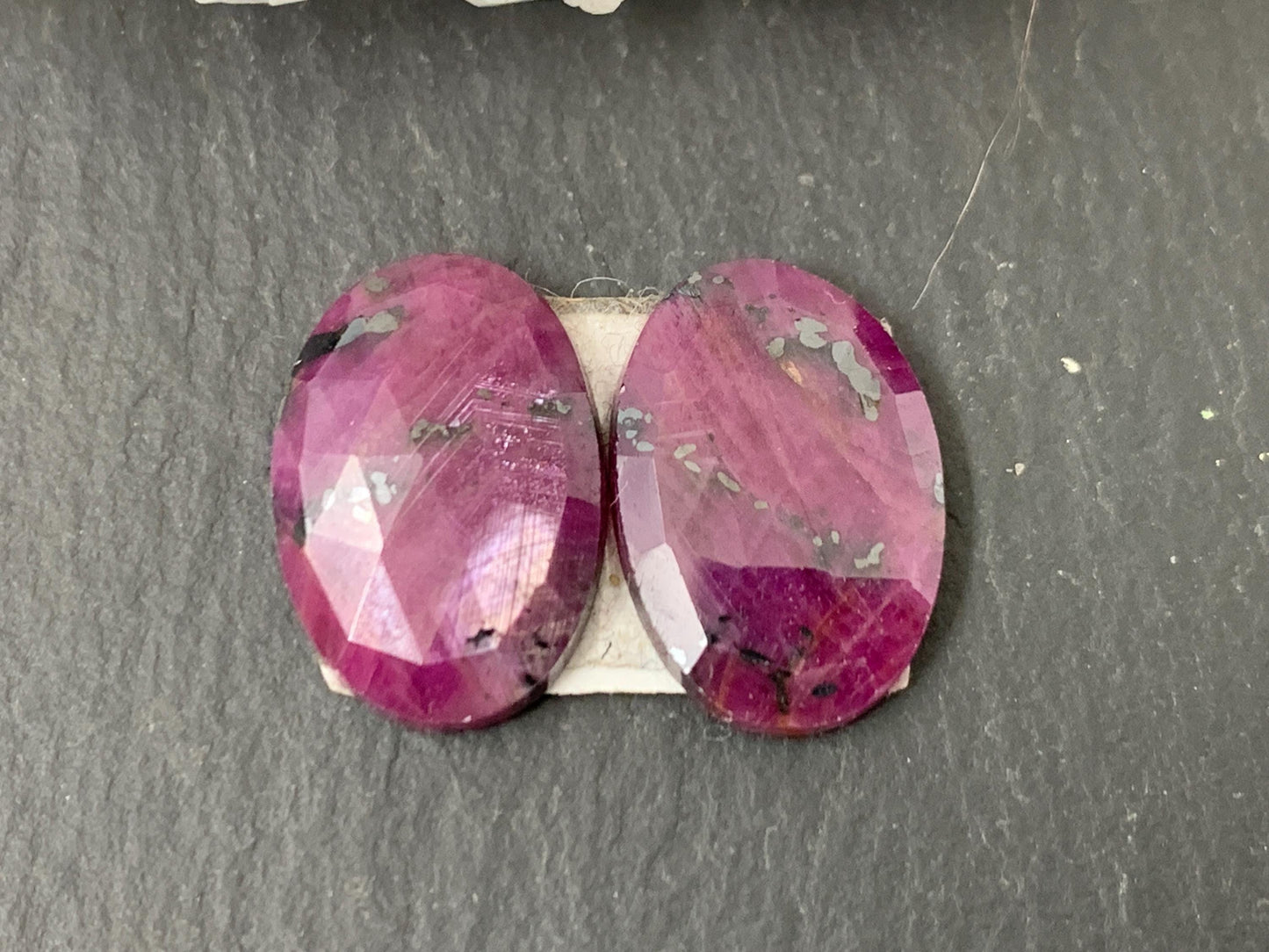 Faceted Ruby pair 10x15x3mm cabochon