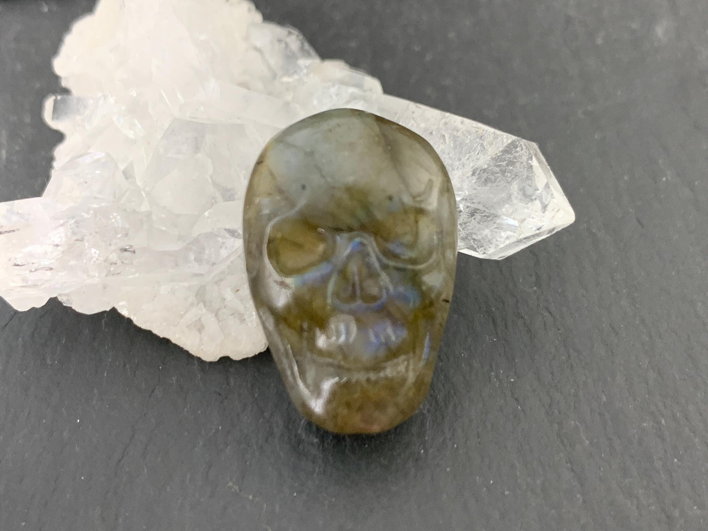 Labradorite Skull Cabochon 15x21mm, Labradorite Skull, Natural Gemstone, Halloween Jewelry, Handcrafted Accessory