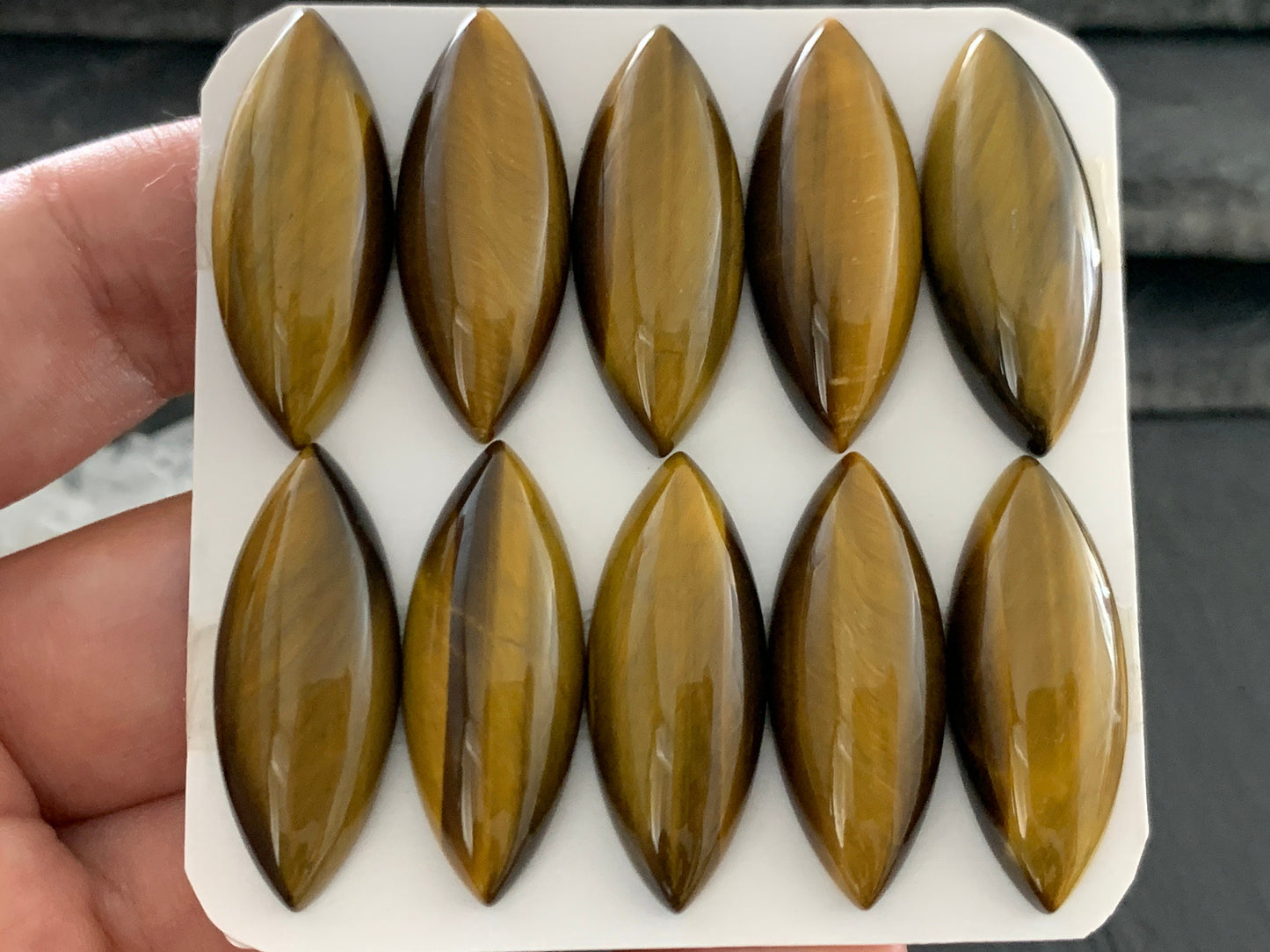 Tiger Eye marquise 12x30mm Cabochon - Calibrated cabochons
