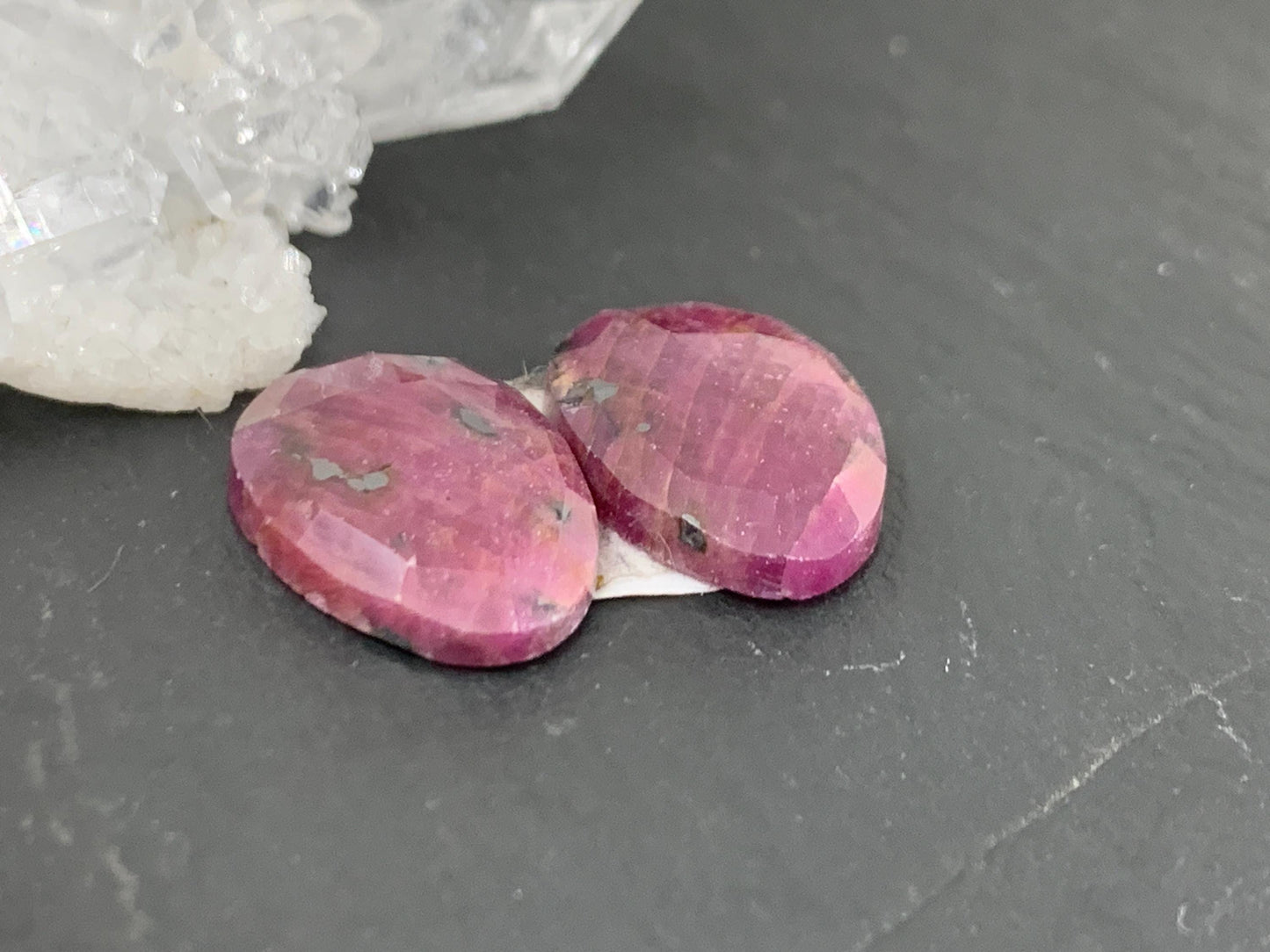 Faceted Ruby pair 11x16x4mm cabochon