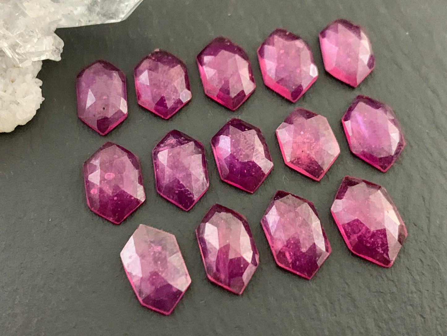 Faceted Thailand pink Sapphire long hexagon 12mm long cabochon