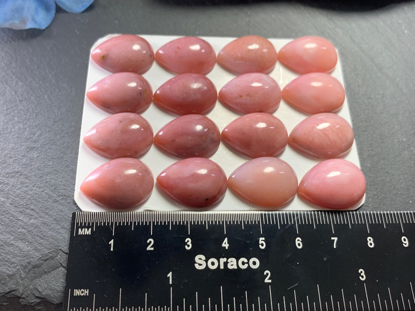 Pink Opal pear 15x20mm cabochon - Calibrated cabochons