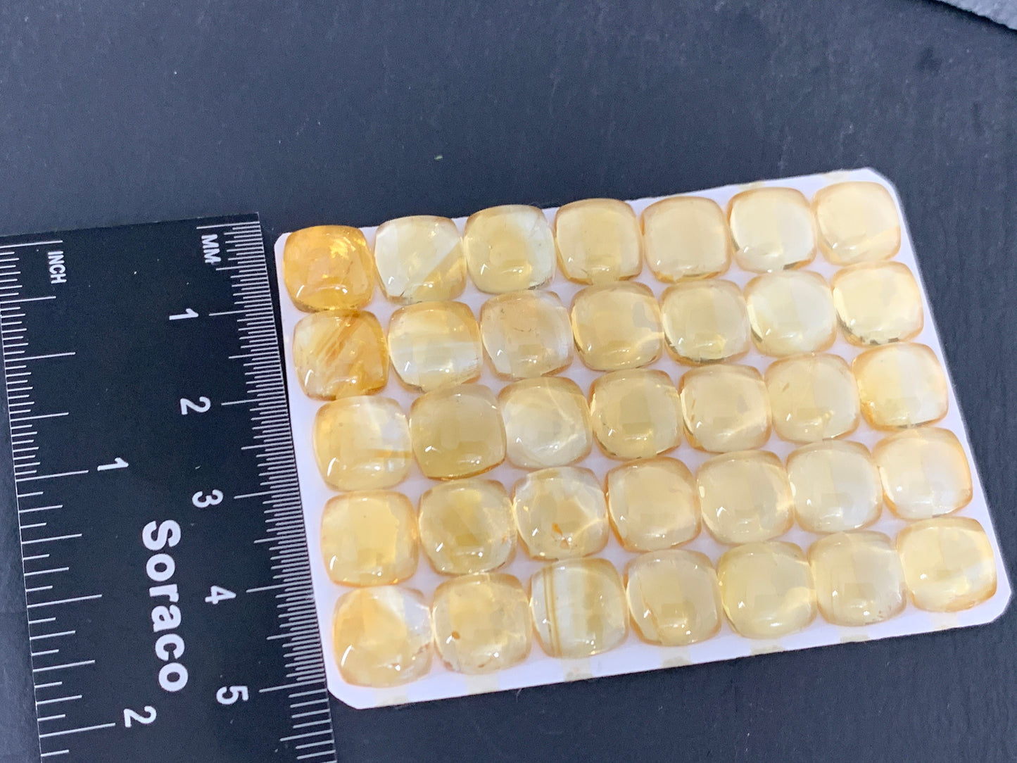 Citrine square cushion 10mm cabochon - Calibrated cabochons