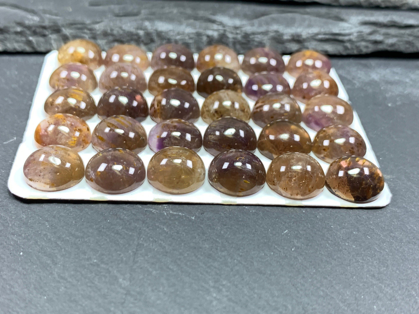 Amethyst Cacoxenite round 12mm cabochon - Calibrated cabochons