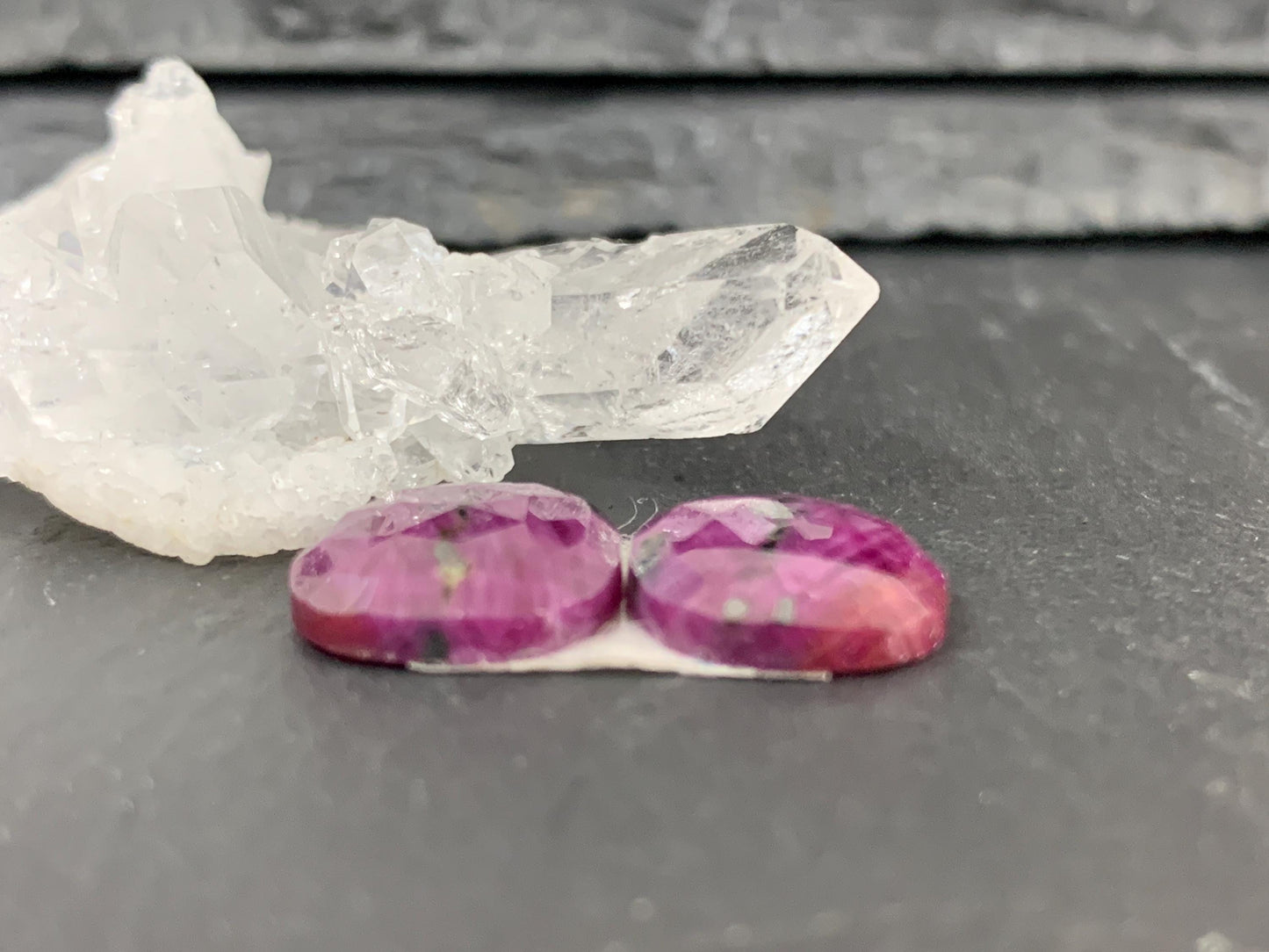 Faceted Ruby pair 11x12x3mm cabochon