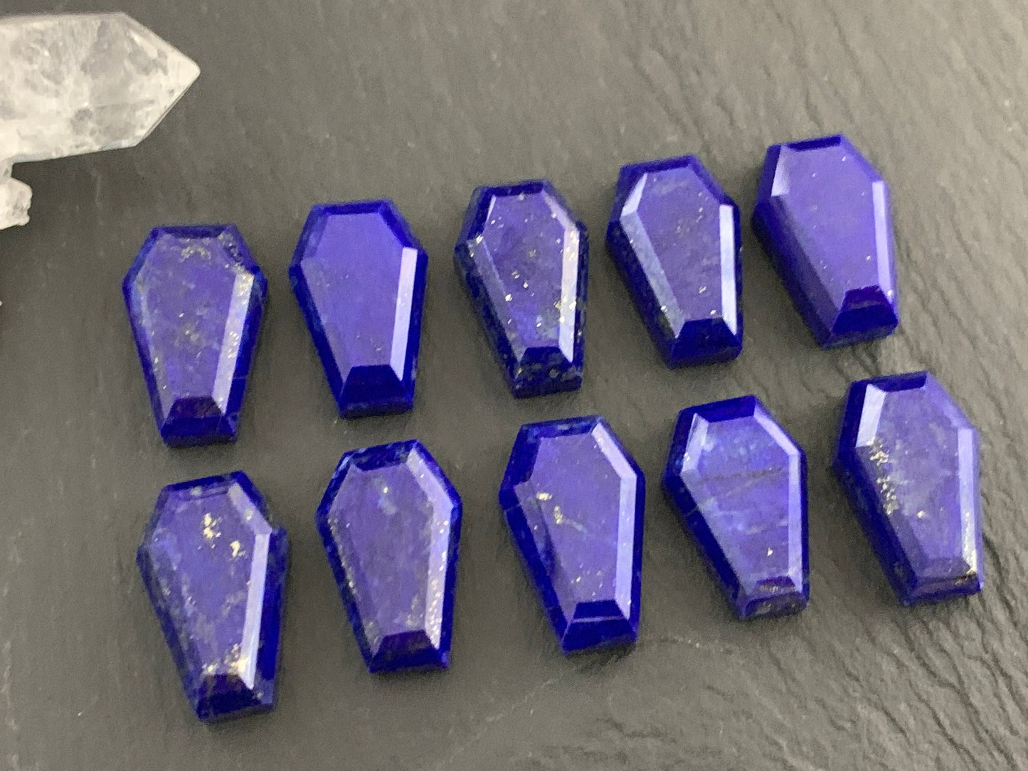 Faceted Lapis Lazuli coffin 10x16mm cabochon