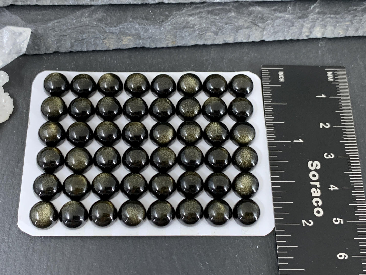 Gold Obsidian round 8mm cabochon - Calibrated cabochons AAA quality