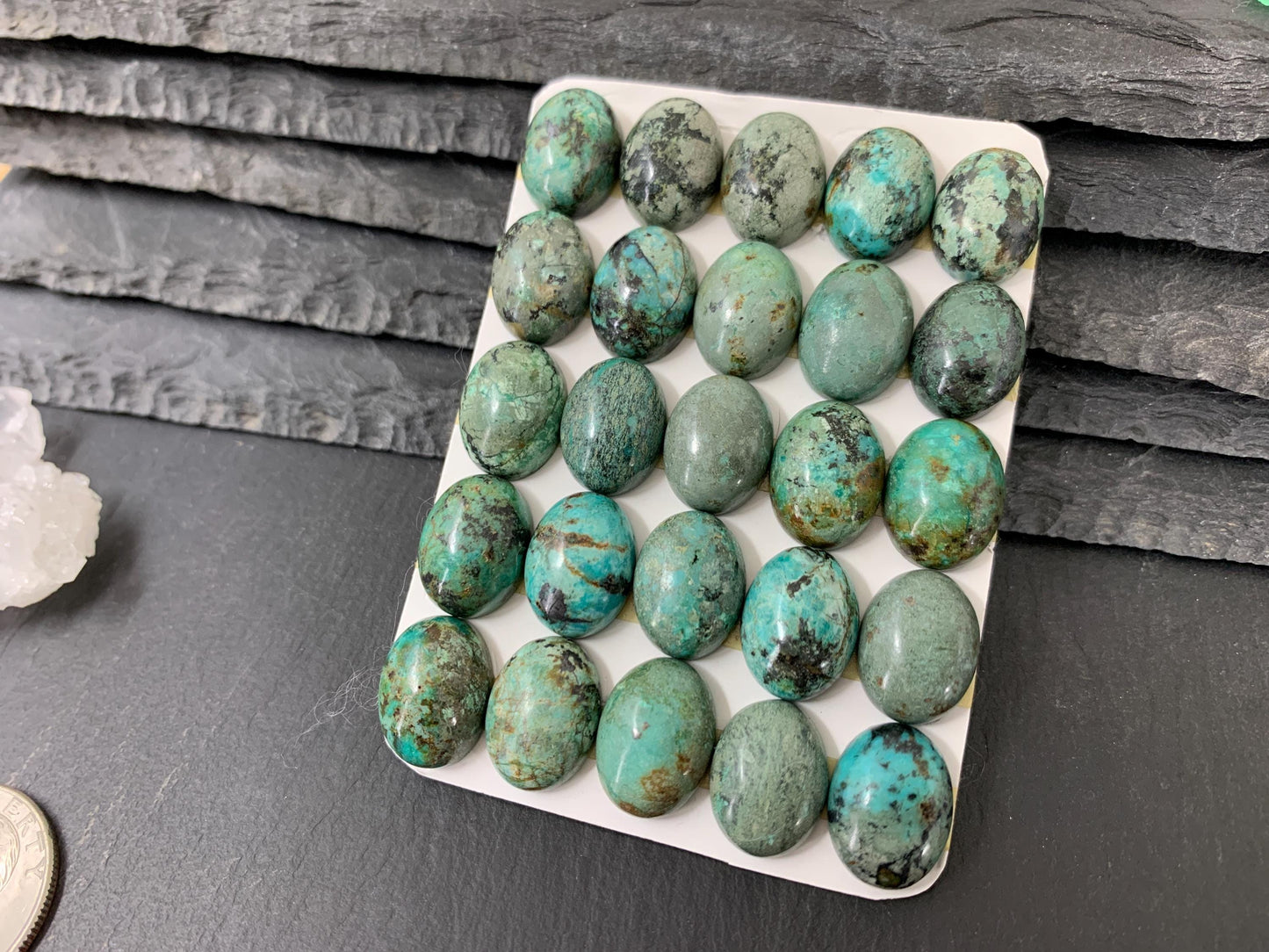 African Turquoise oval 12x16mm cabochon - Calibrated cabochons