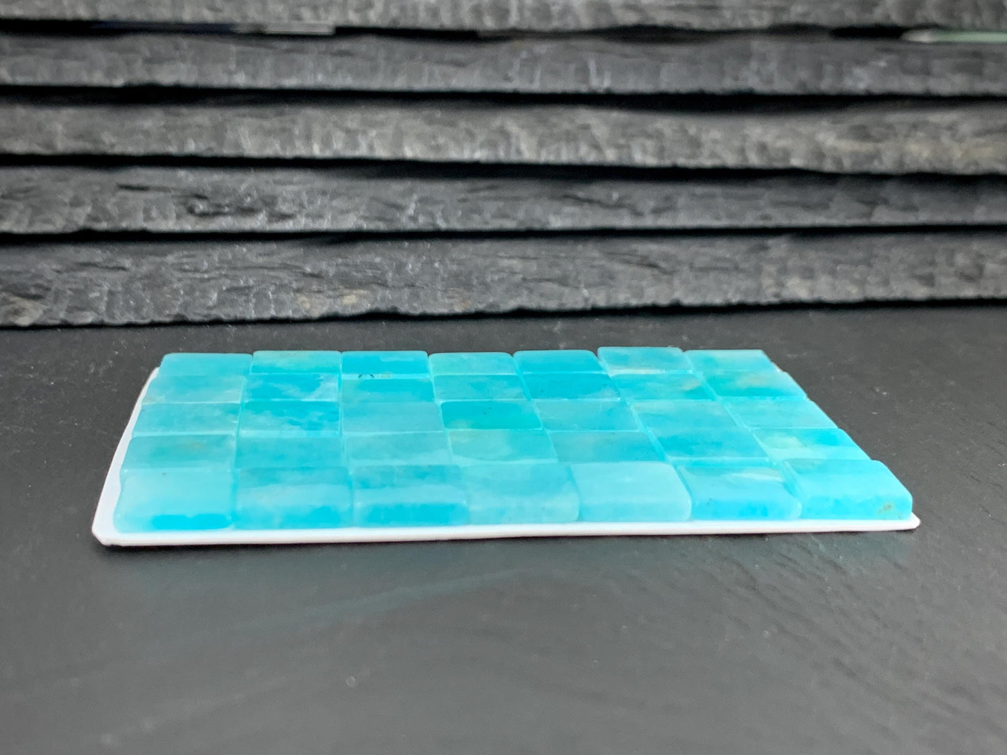 Flat Amazonite Cabochon Square 10mm - Natural Calibrated Blue Green Gemstone