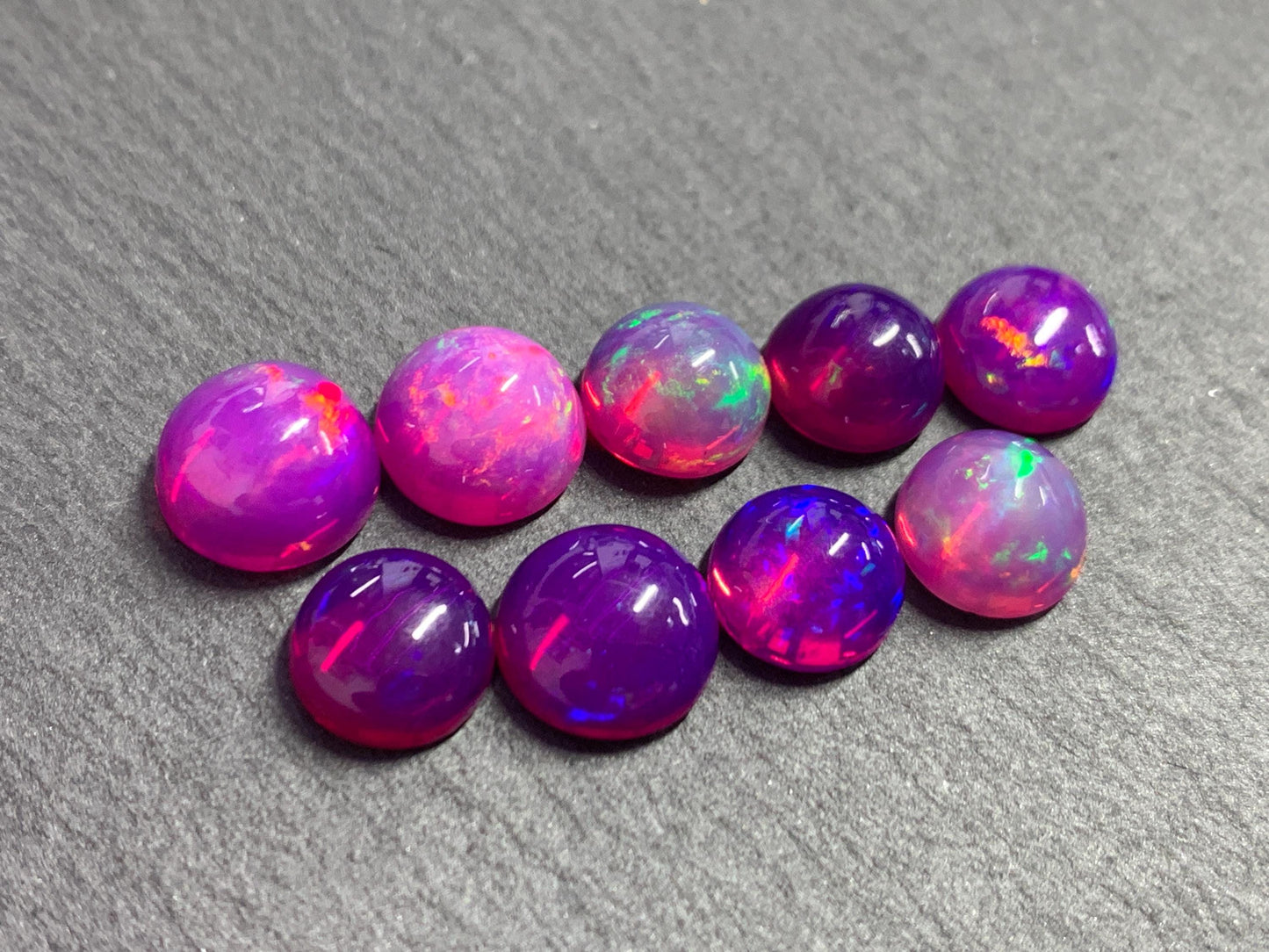 Ethiopian Opal round 8-9mm cabochon - Natural Opal smoked to purple color
