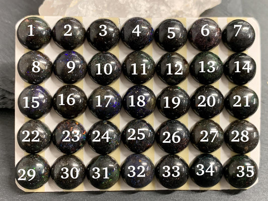 Black Andamooka Opal round 10mm cabochon - Matrix Australian Opal