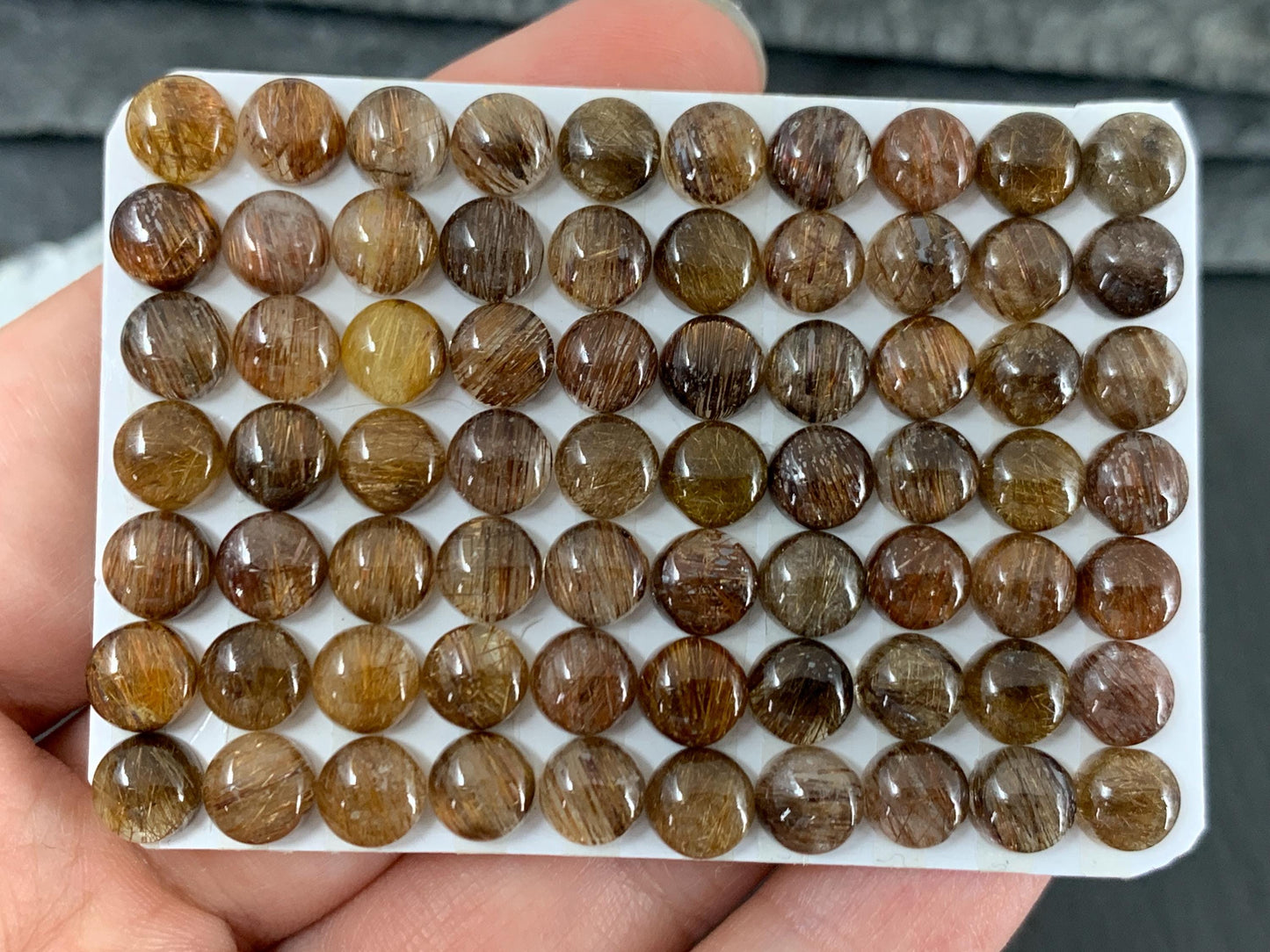 Copper Rutilated Quartz round 6mm cabochon - Calibrated cabochons