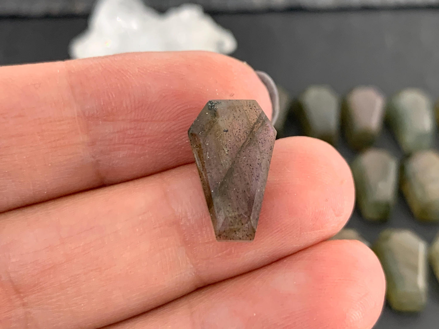Natural Labradorite Coffin Cabochon: 10x16mm Gemstone