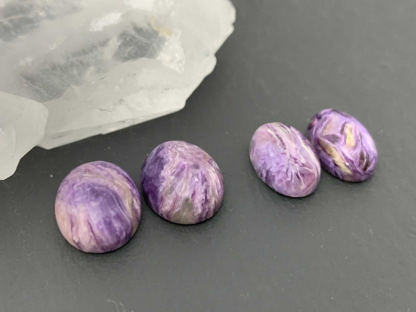 Charoite pair - oval cabochon - Cabochons