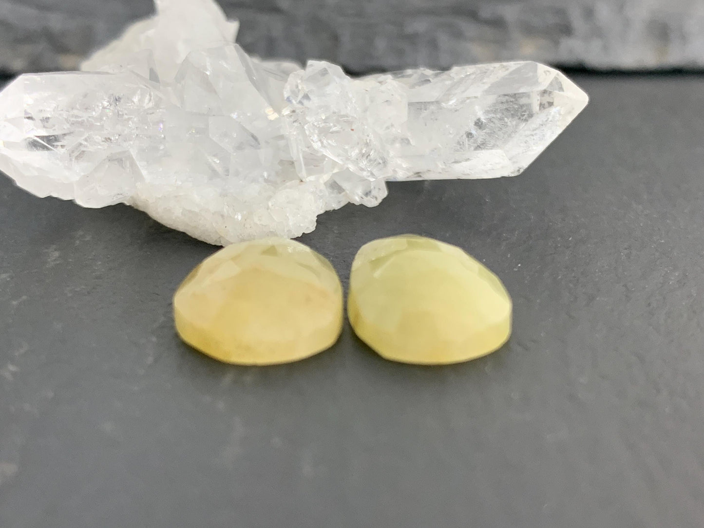 Faceted Yellow Sapphire pair 9x15x4mm cabochon