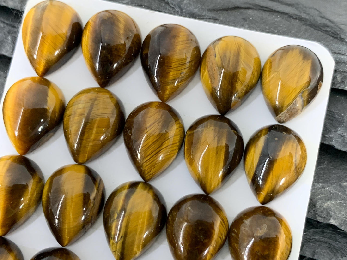Tiger Eye pear 12x16mm Cabochon - Calibrated cabochons