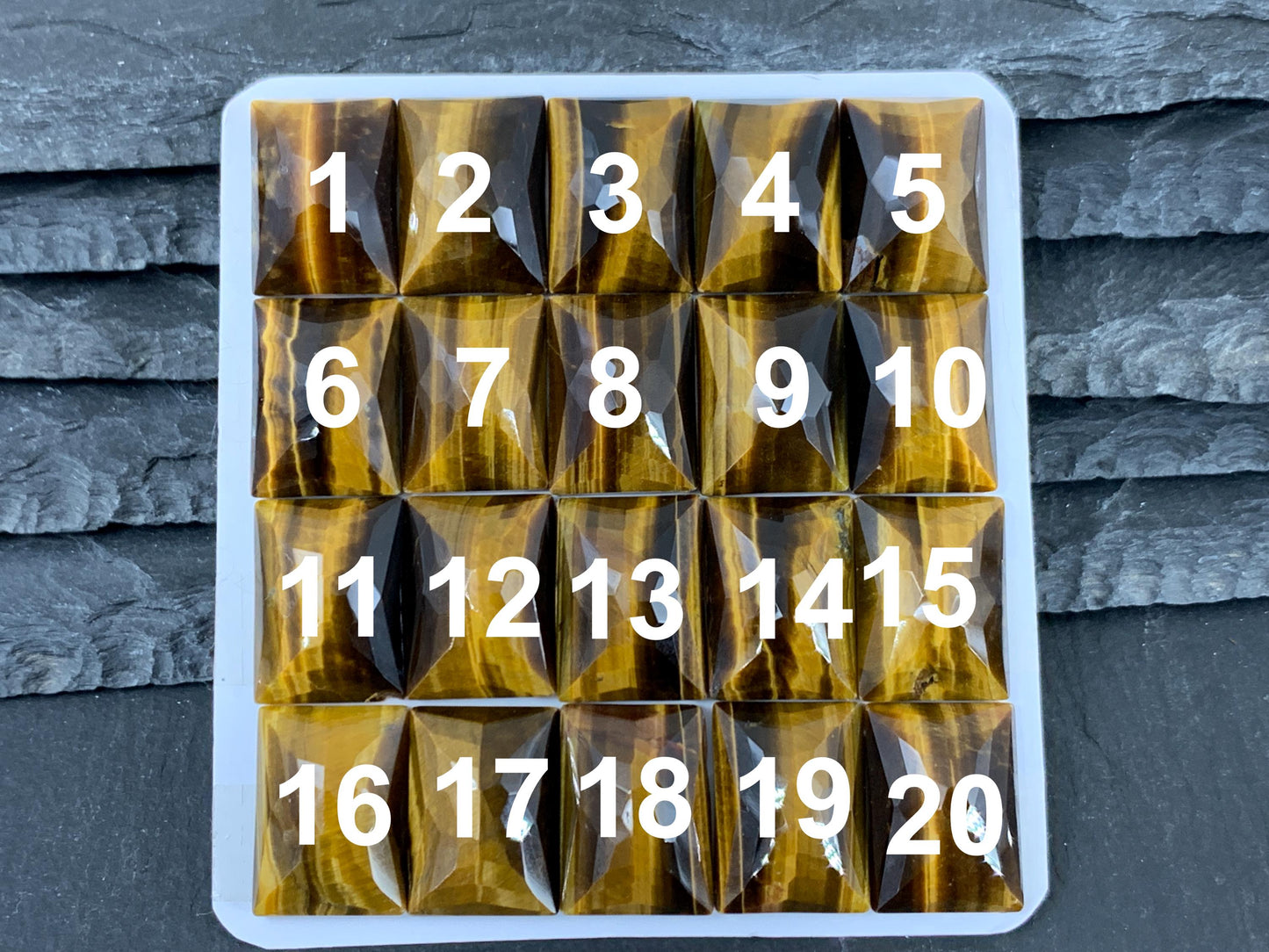 Faceted Tiger Eye Rectangle Cabochon 13x18mm - Calibrated Gemstone