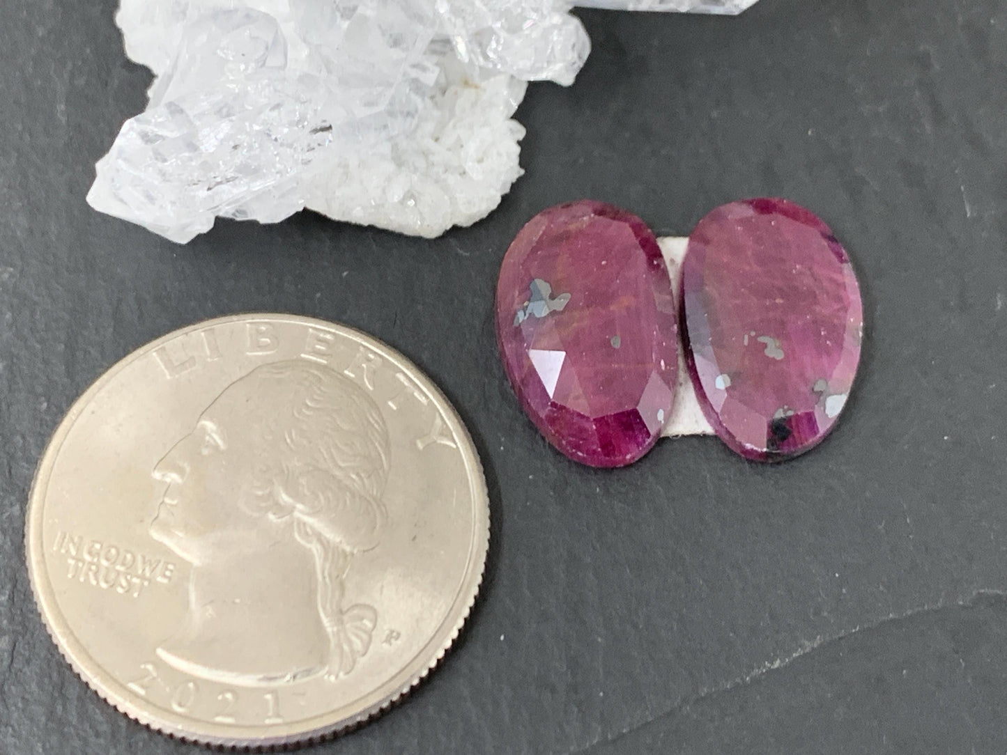 Faceted Ruby pair 10x15x3mm cabochon
