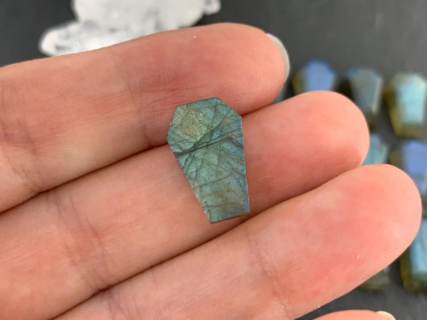 Natural Labradorite Coffin Cabochon: 10x16mm Gemstone